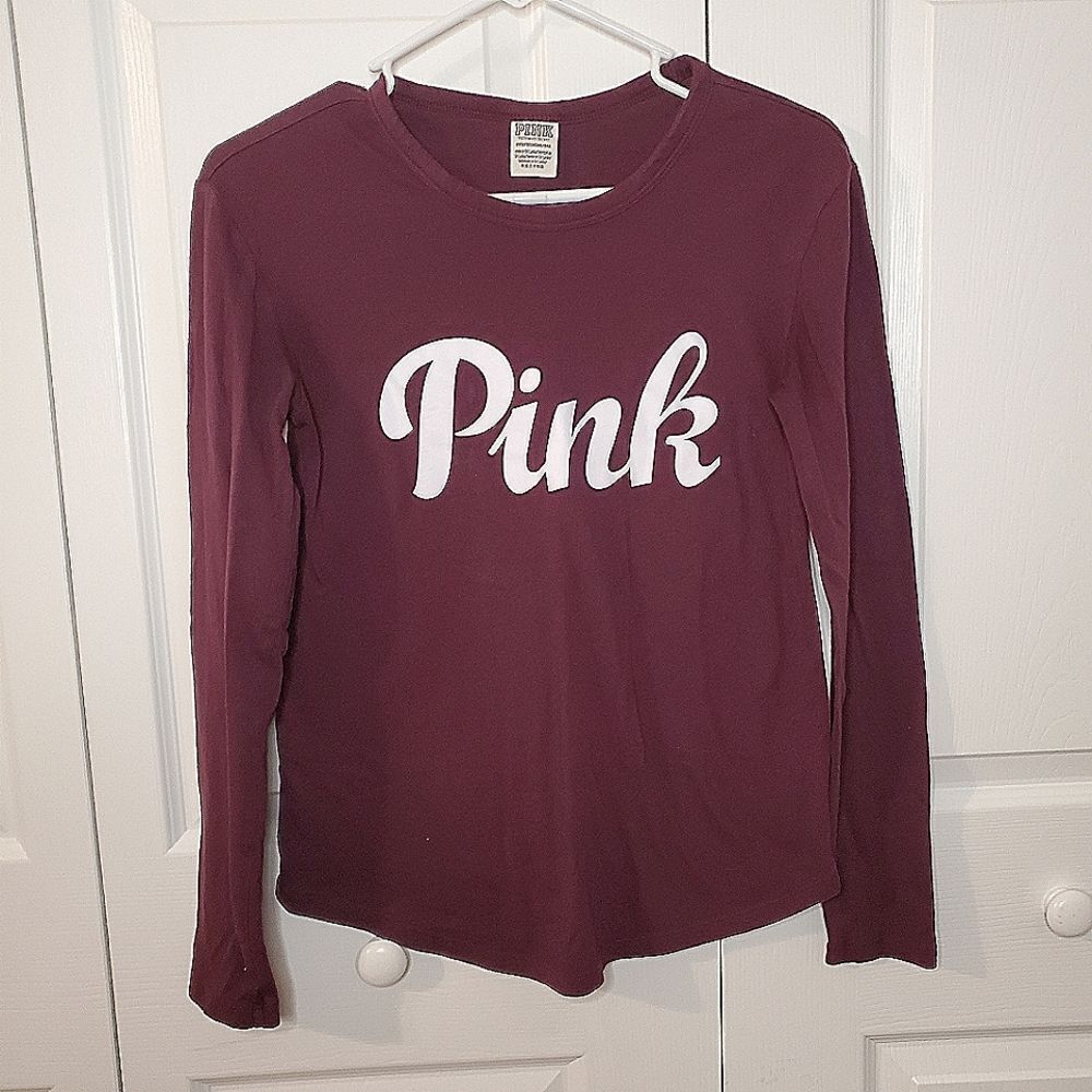 PINK VICTORIA'S SECRET Long Sleeve Purple Crew Neck Shirt Size XS